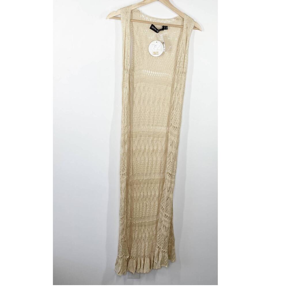 LF House of Three Cream Tan Duster Cardigan Women's Size Small/Medium S/M NWT